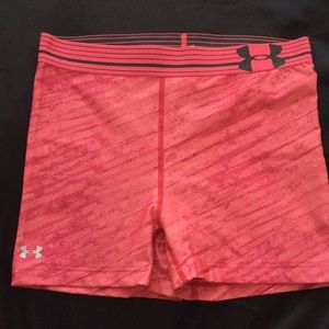 Coral color under armor spandex shorts